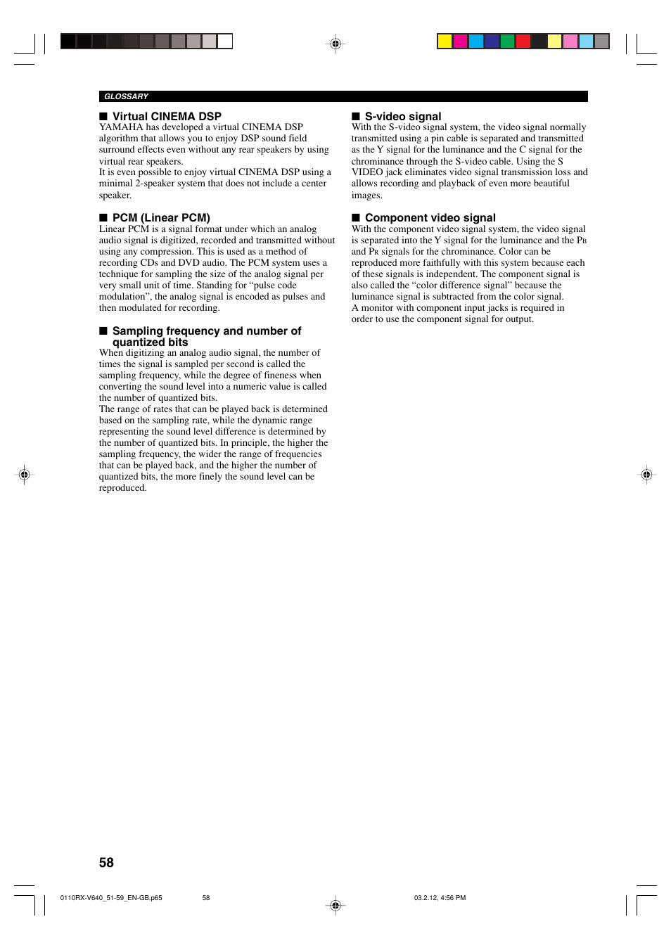 Yamaha RX-V640RDS  EN User Manual | Page 60 / 67