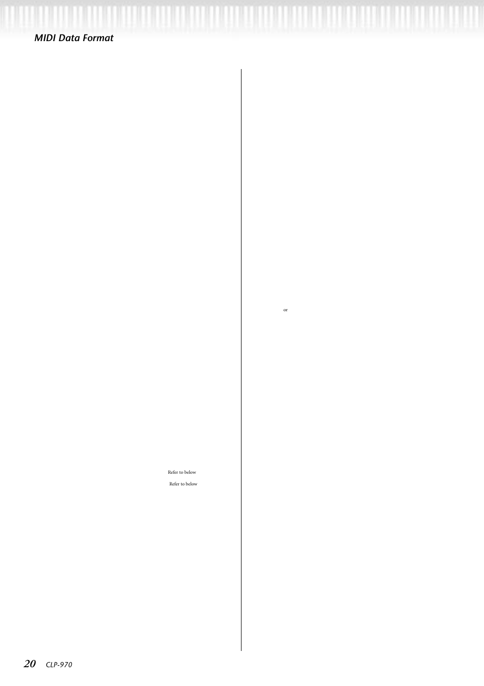 Midi data format, Clp-970 | Yamaha CLP-970M  EN User Manual | Page 20 / 36