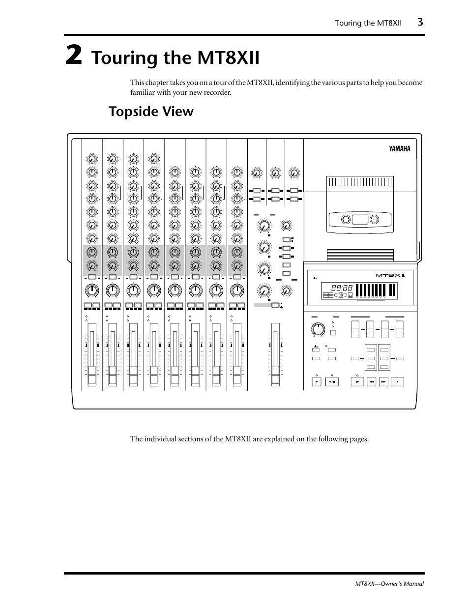 2 touring the mt8xii, Topside view, Touring the mt8xii | Mt8xii—owner’s manual | Yamaha MT8XII User Manual | Page 10 / 65