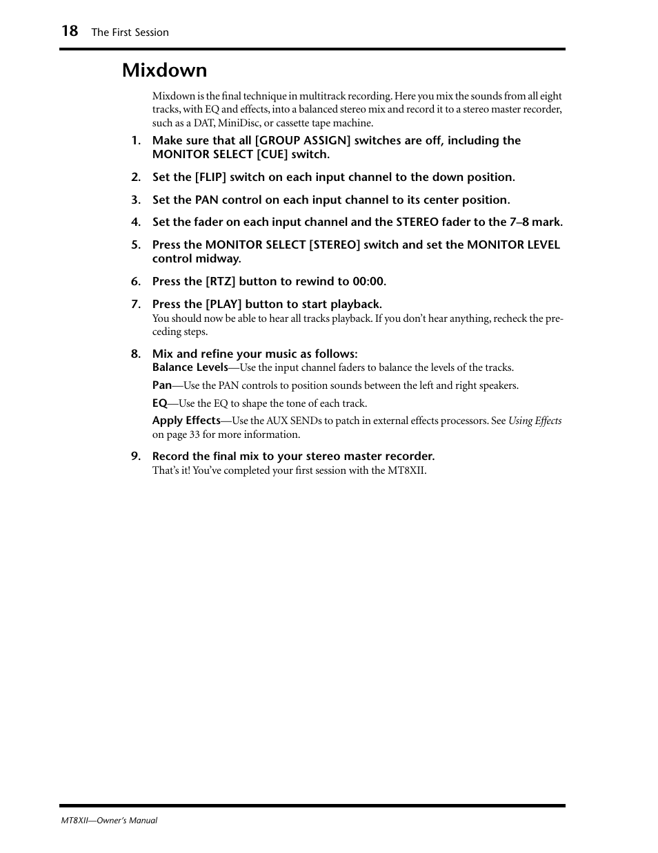 Mixdown | Yamaha MT8XII User Manual | Page 25 / 65