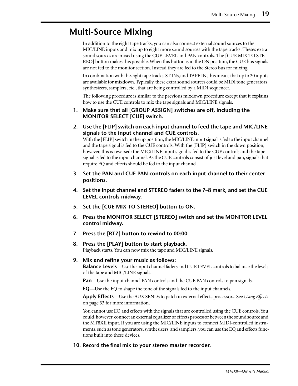 Multisource mixing, Multi-source mixing | Yamaha MT8XII User Manual | Page 26 / 65