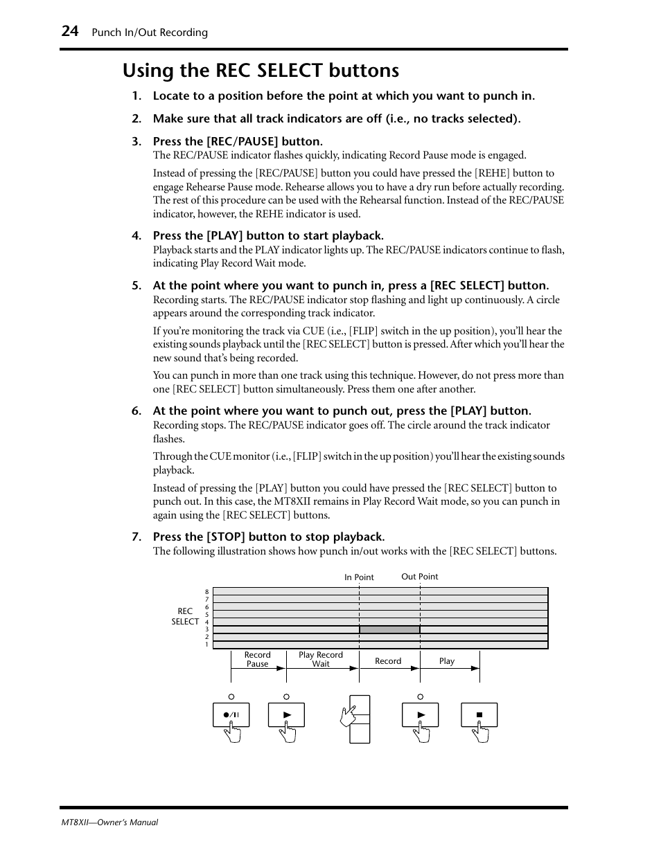 Using the rec select buttons | Yamaha MT8XII User Manual | Page 31 / 65