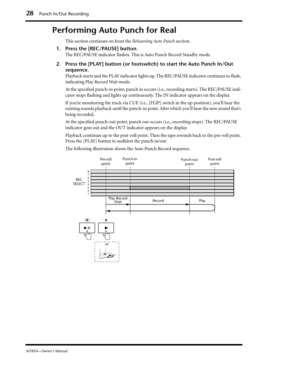 Performing auto punch for real | Yamaha MT8XII User Manual | Page 35 / 65