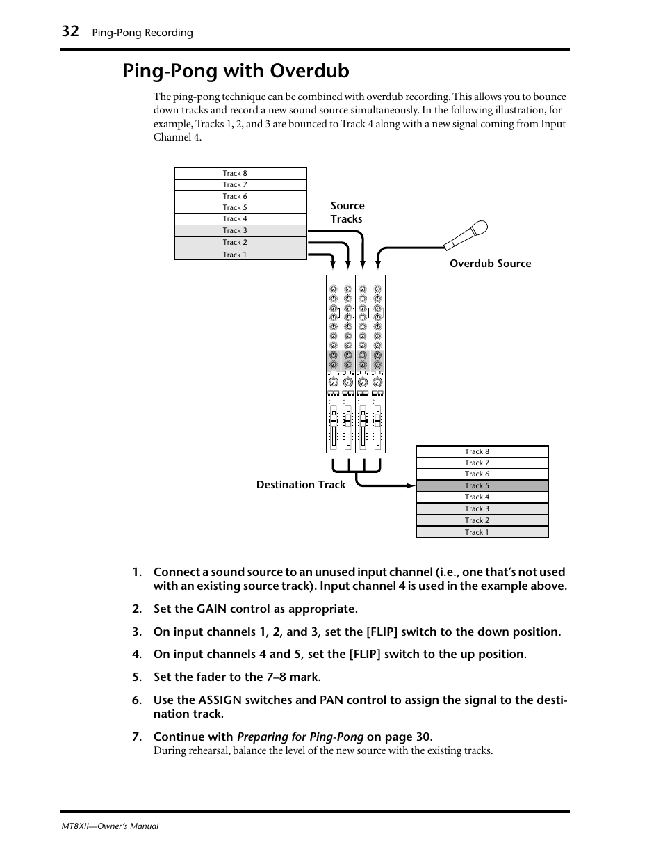 Pingpong with overdub, Ping-pong with overdub | Yamaha MT8XII User Manual | Page 39 / 65