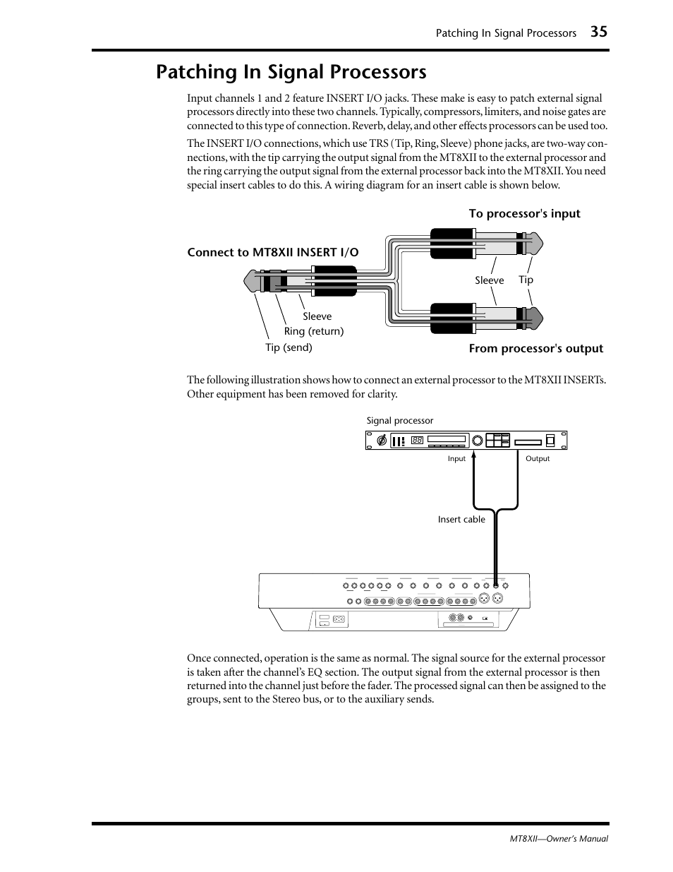 Patching in signal processors | Yamaha MT8XII User Manual | Page 42 / 65
