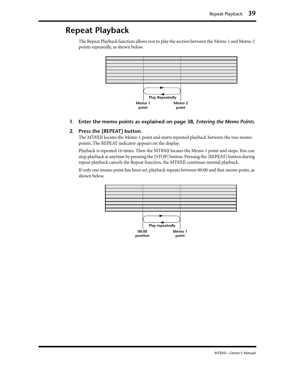 Repeat playback | Yamaha MT8XII User Manual | Page 46 / 65