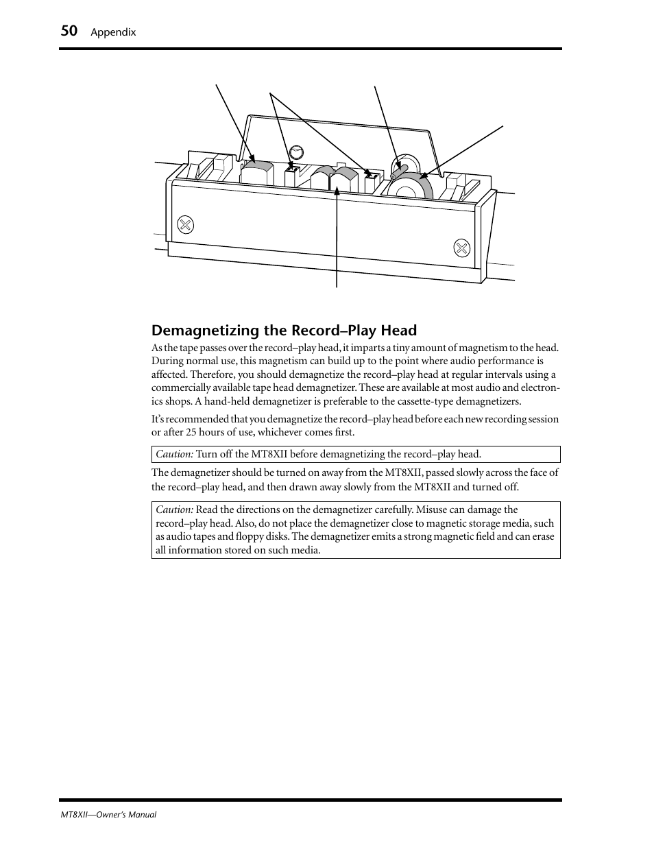 Demagnetizing the record–play head | Yamaha MT8XII User Manual | Page 57 / 65