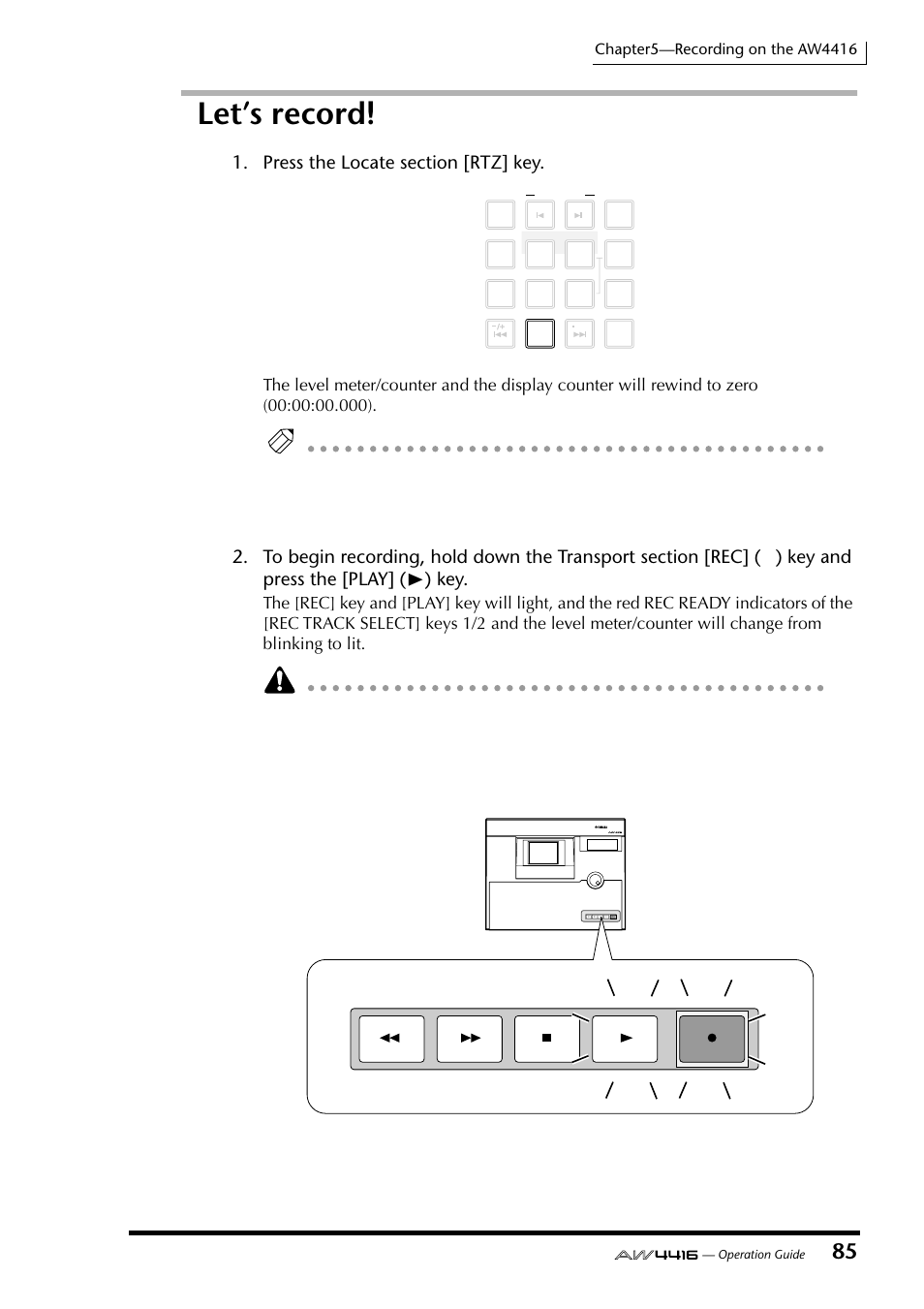 Let’s record | Yamaha Professional Audio Workstation AW4416 User Manual | Page 100 / 507