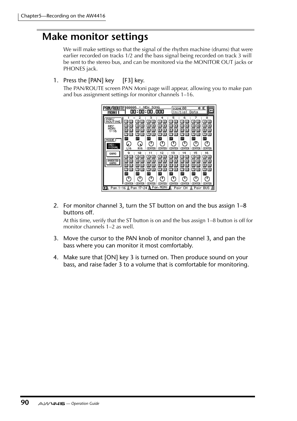 Make monitor settings | Yamaha Professional Audio Workstation AW4416 User Manual | Page 105 / 507