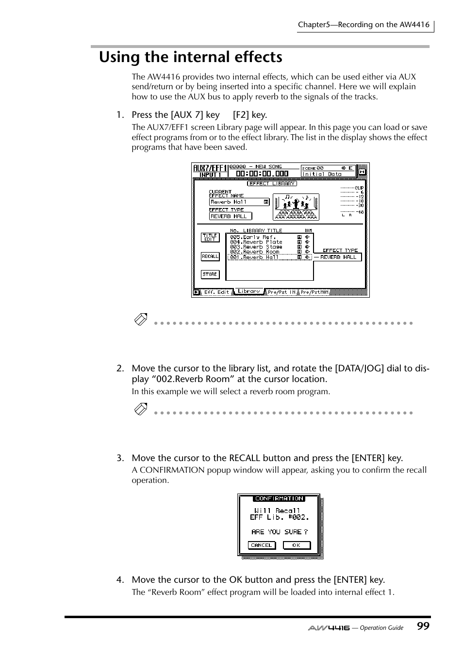 Using the internal effects | Yamaha Professional Audio Workstation AW4416 User Manual | Page 114 / 507