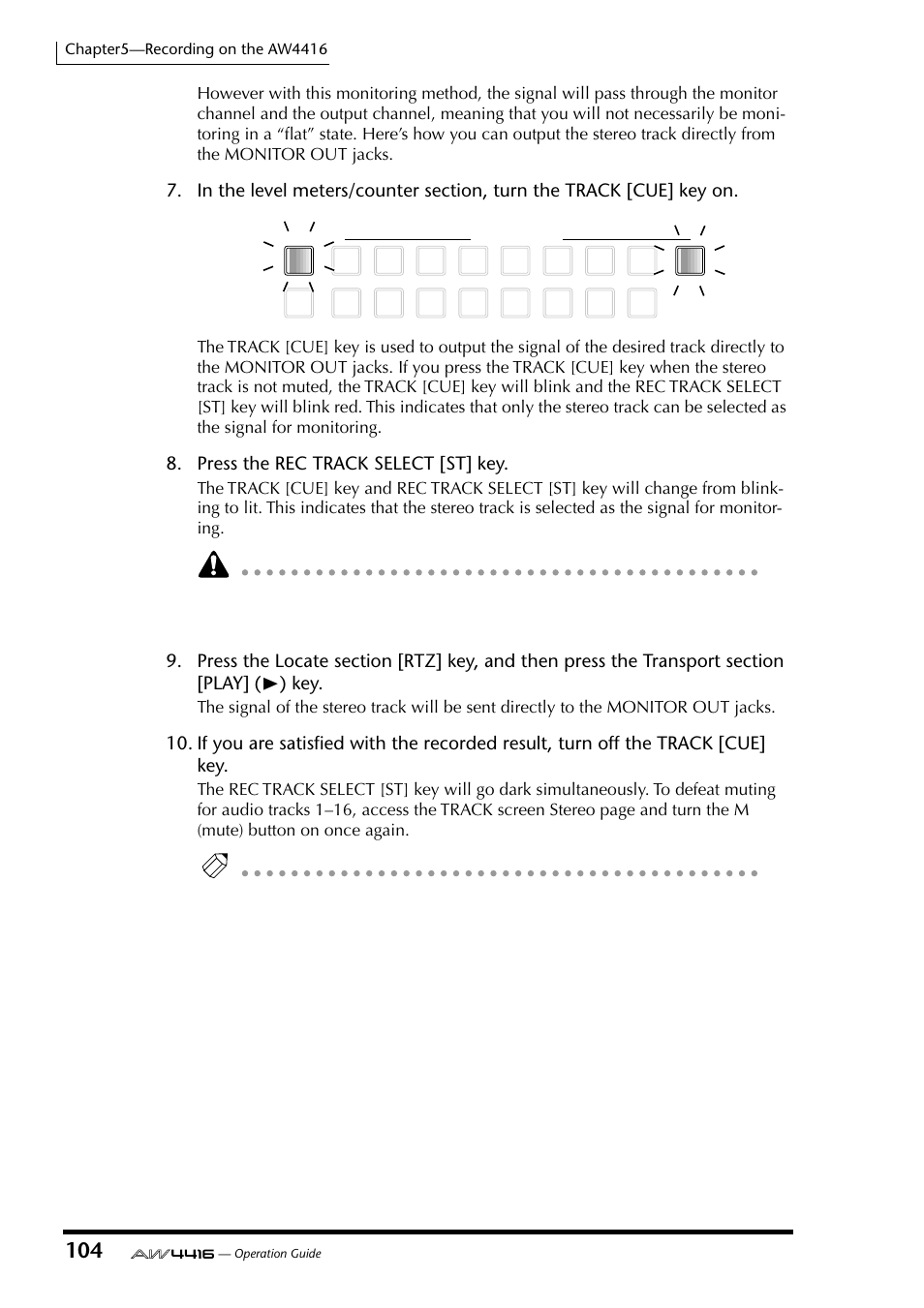 Press the rec track select [st] key | Yamaha Professional Audio Workstation AW4416 User Manual | Page 119 / 507