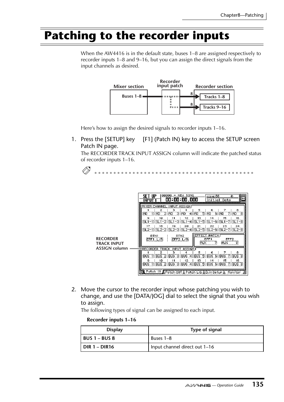 Patching to the recorder inputs | Yamaha Professional Audio Workstation AW4416 User Manual | Page 150 / 507