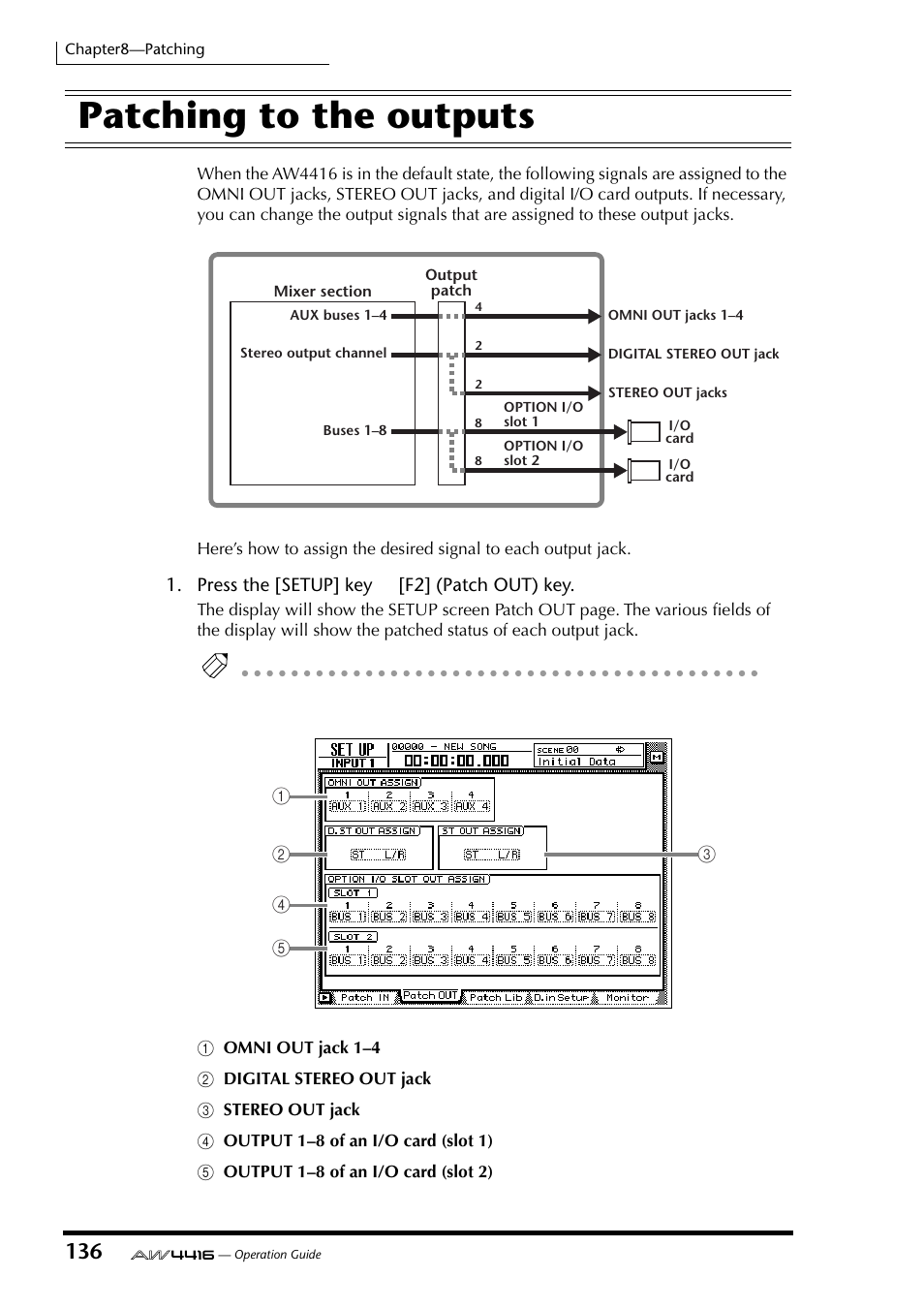 Patching to the outputs, P.136). it is compatible with the | Yamaha Professional Audio Workstation AW4416 User Manual | Page 151 / 507