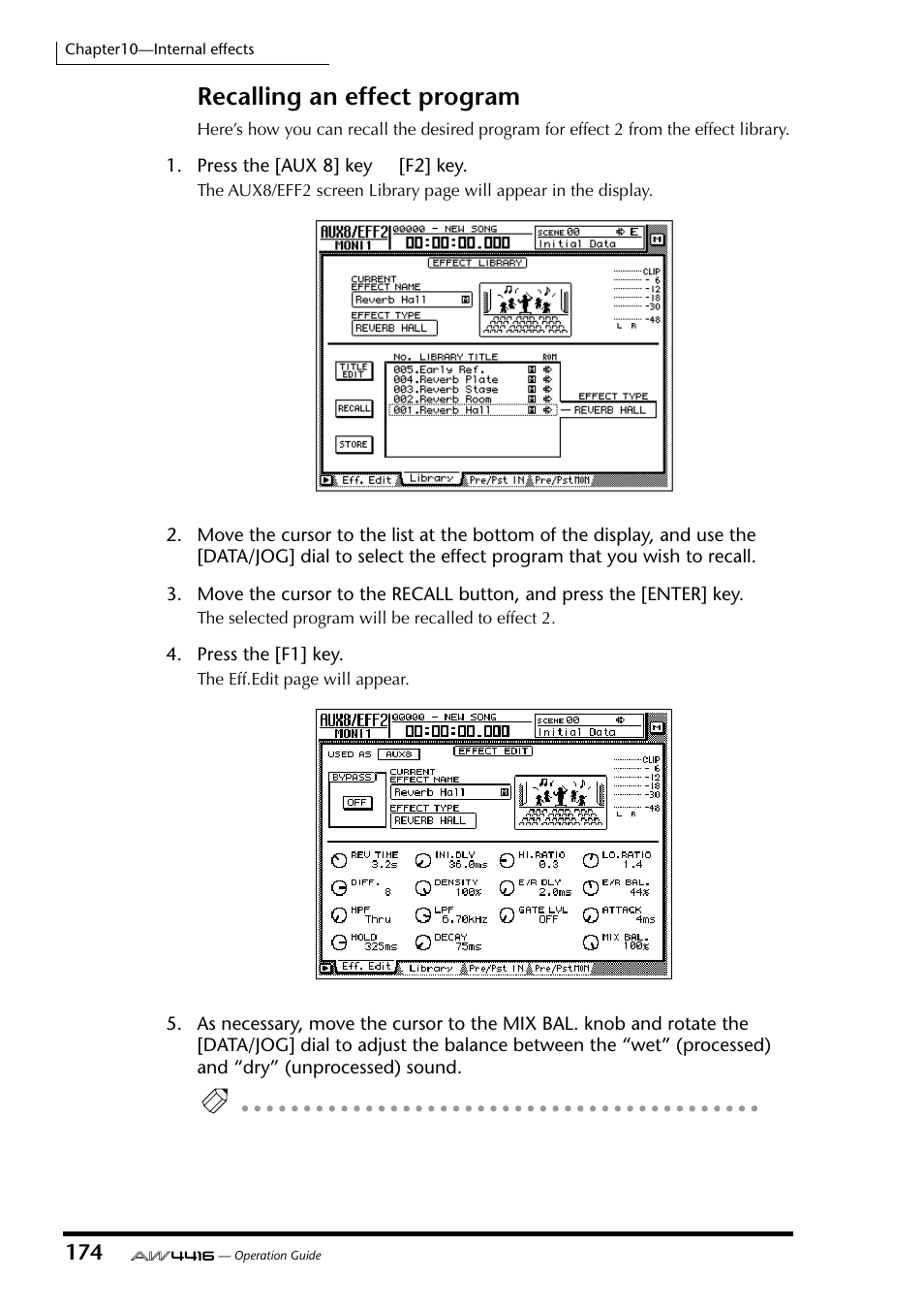 Recalling an effect program | Yamaha Professional Audio Workstation AW4416 User Manual | Page 189 / 507