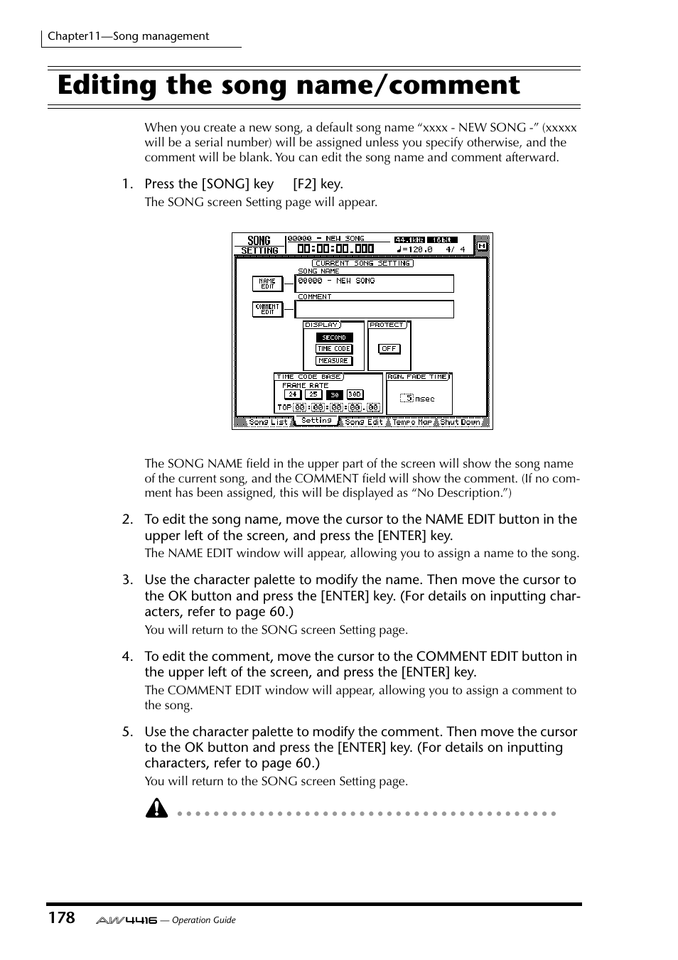 Editing the song name/comment | Yamaha Professional Audio Workstation AW4416 User Manual | Page 193 / 507