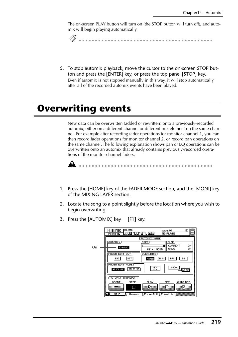 Overwriting events | Yamaha Professional Audio Workstation AW4416 User Manual | Page 234 / 507