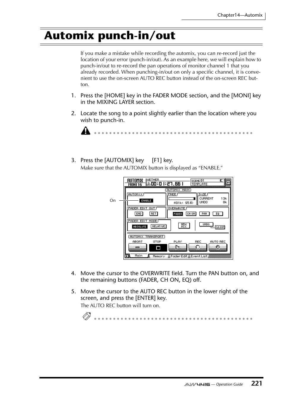 Automix punch-in/out | Yamaha Professional Audio Workstation AW4416 User Manual | Page 236 / 507