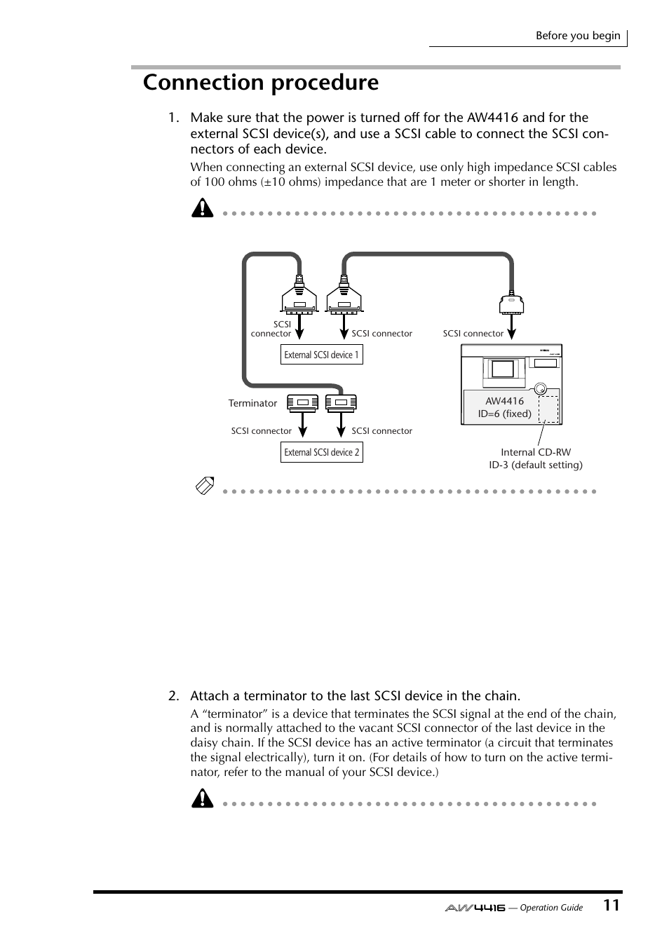 Connection procedure | Yamaha Professional Audio Workstation AW4416 User Manual | Page 26 / 507