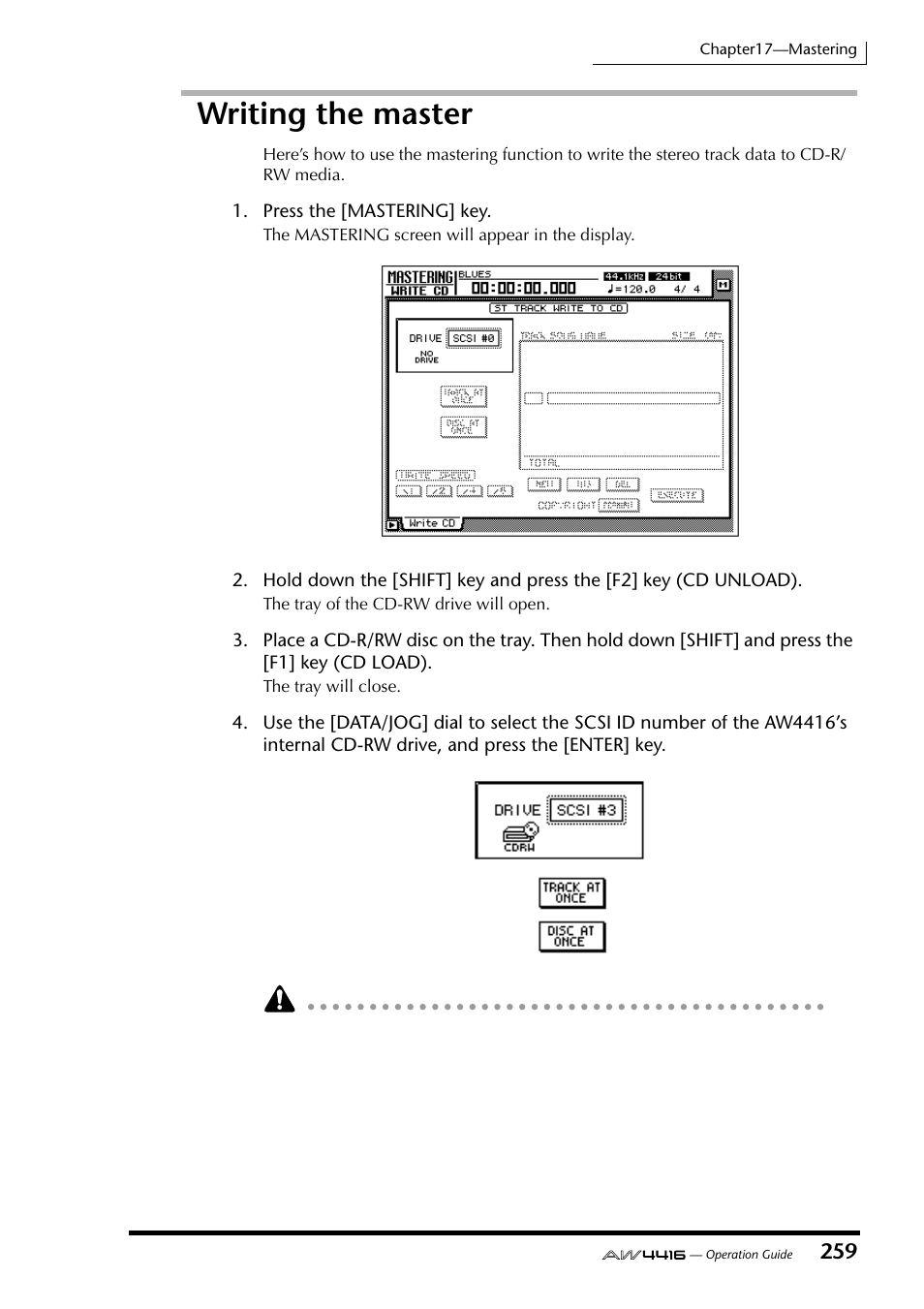 Writing the master | Yamaha Professional Audio Workstation AW4416 User Manual | Page 274 / 507