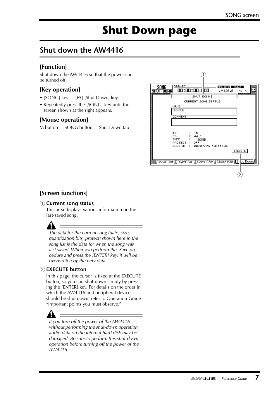 Shut down the aw4416, Shut down page | Yamaha Professional Audio Workstation AW4416 User Manual | Page 295 / 507