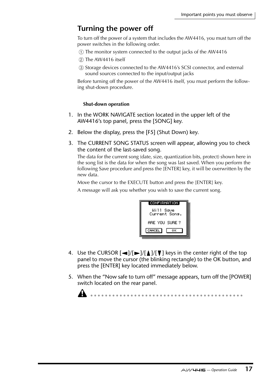 Turning the power off | Yamaha Professional Audio Workstation AW4416 User Manual | Page 32 / 507