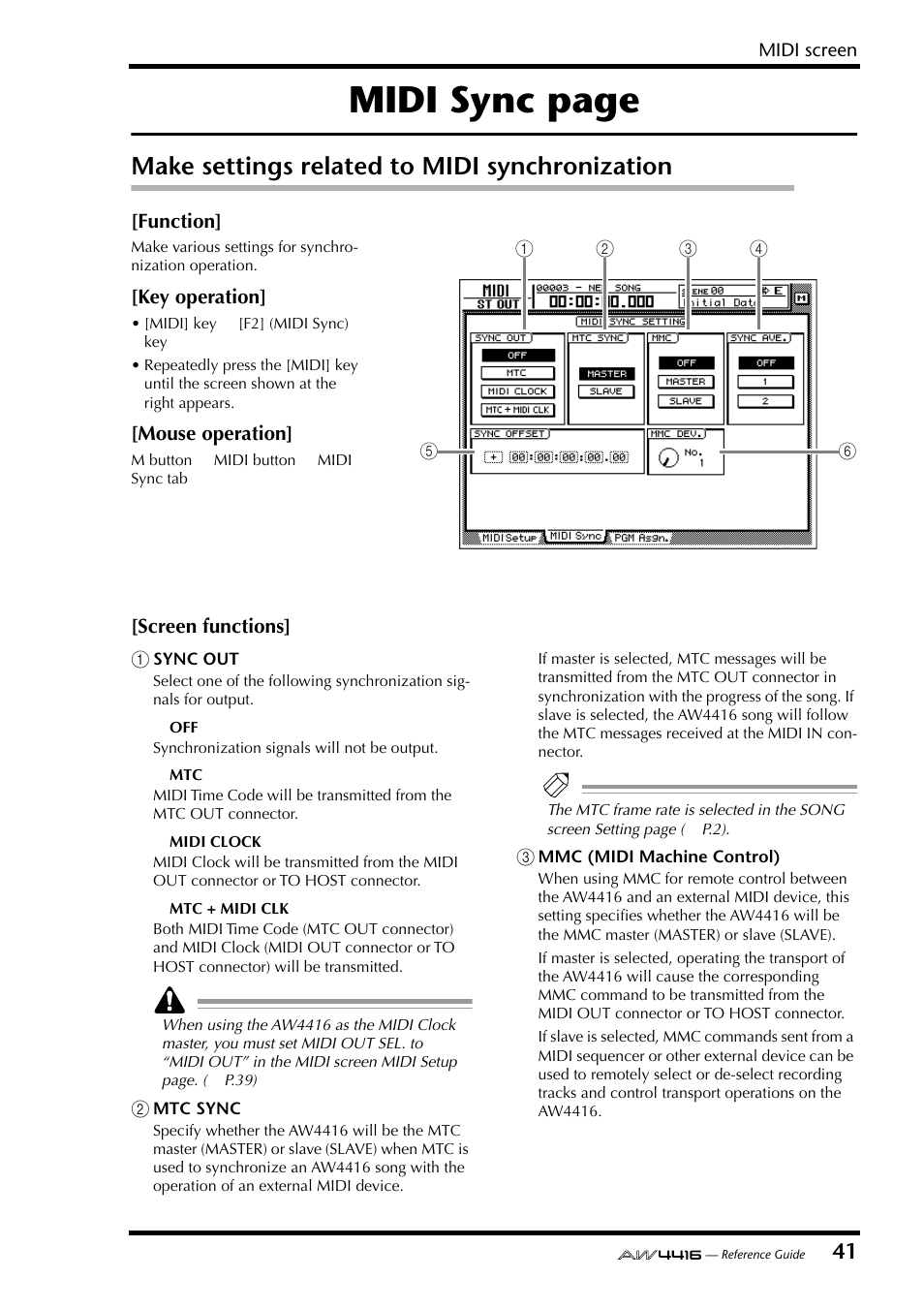 Make settings related to midi synchronization, Midi sync page | Yamaha Professional Audio Workstation AW4416 User Manual | Page 329 / 507