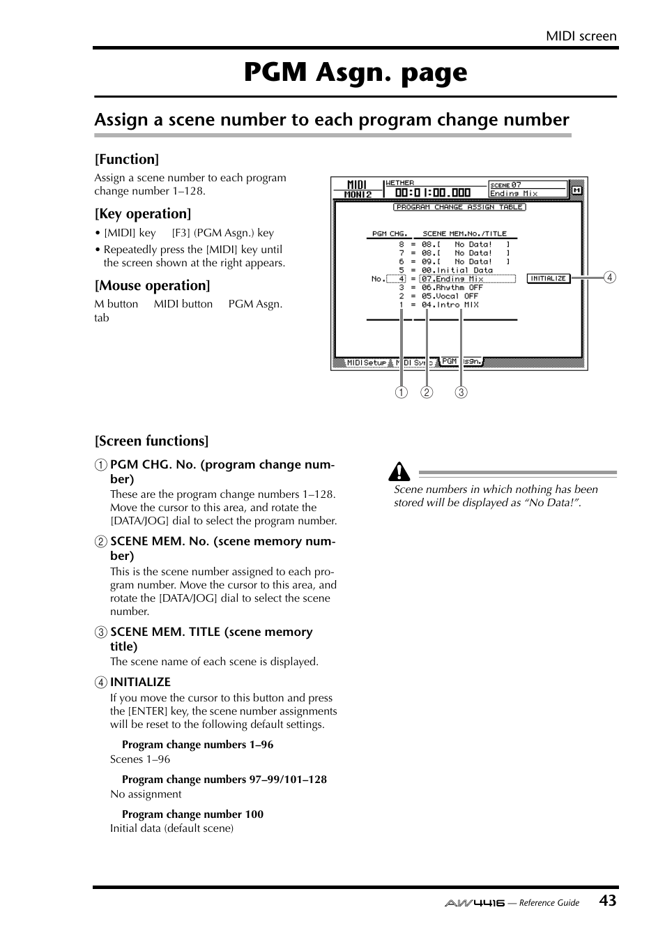 Pgm asgn. page | Yamaha Professional Audio Workstation AW4416 User Manual | Page 331 / 507