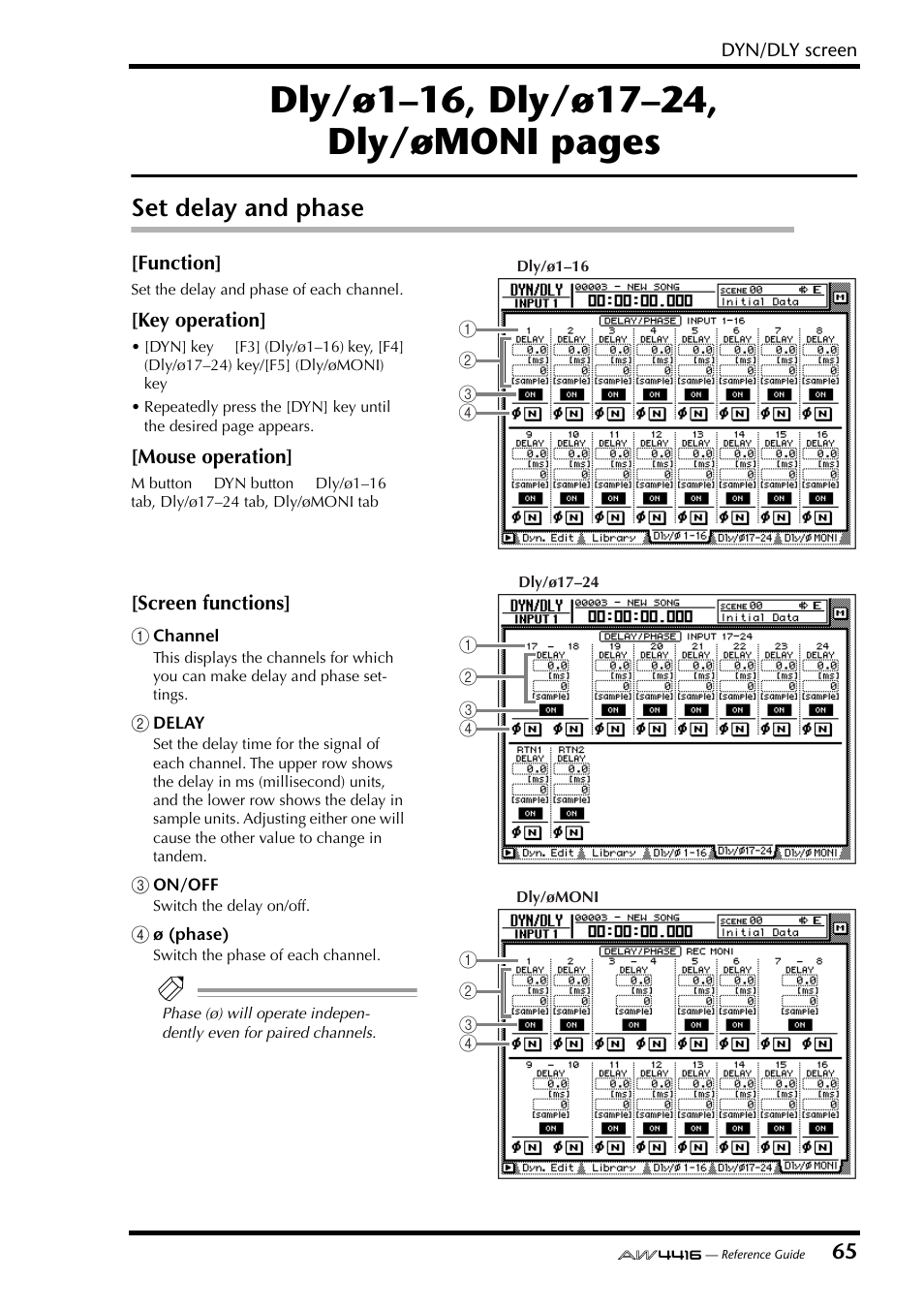 Set delay and phase | Yamaha Professional Audio Workstation AW4416 User Manual | Page 353 / 507