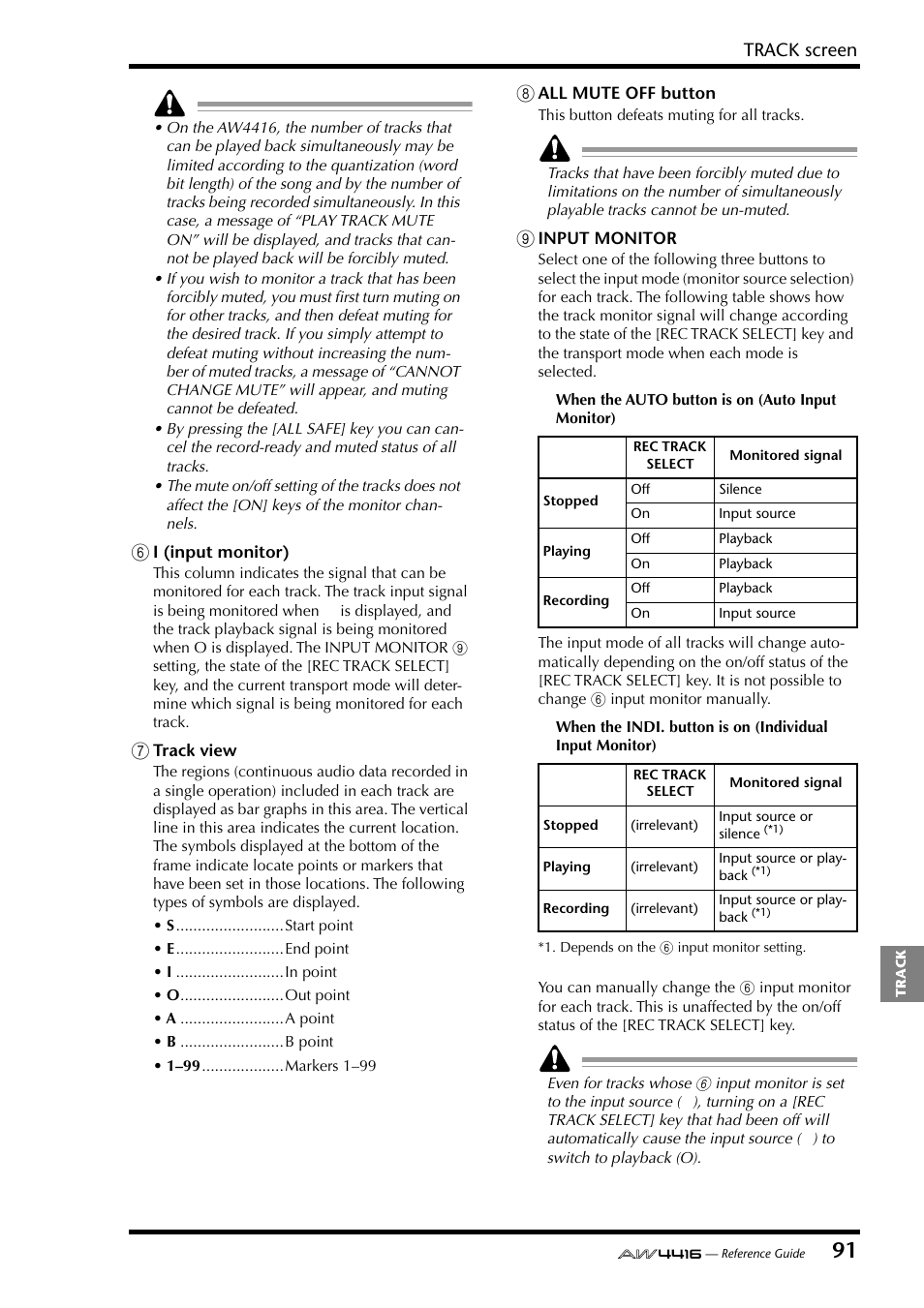 Track screen | Yamaha Professional Audio Workstation AW4416 User Manual | Page 379 / 507