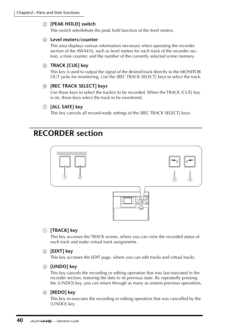 Recorder section | Yamaha Professional Audio Workstation AW4416 User Manual | Page 55 / 507