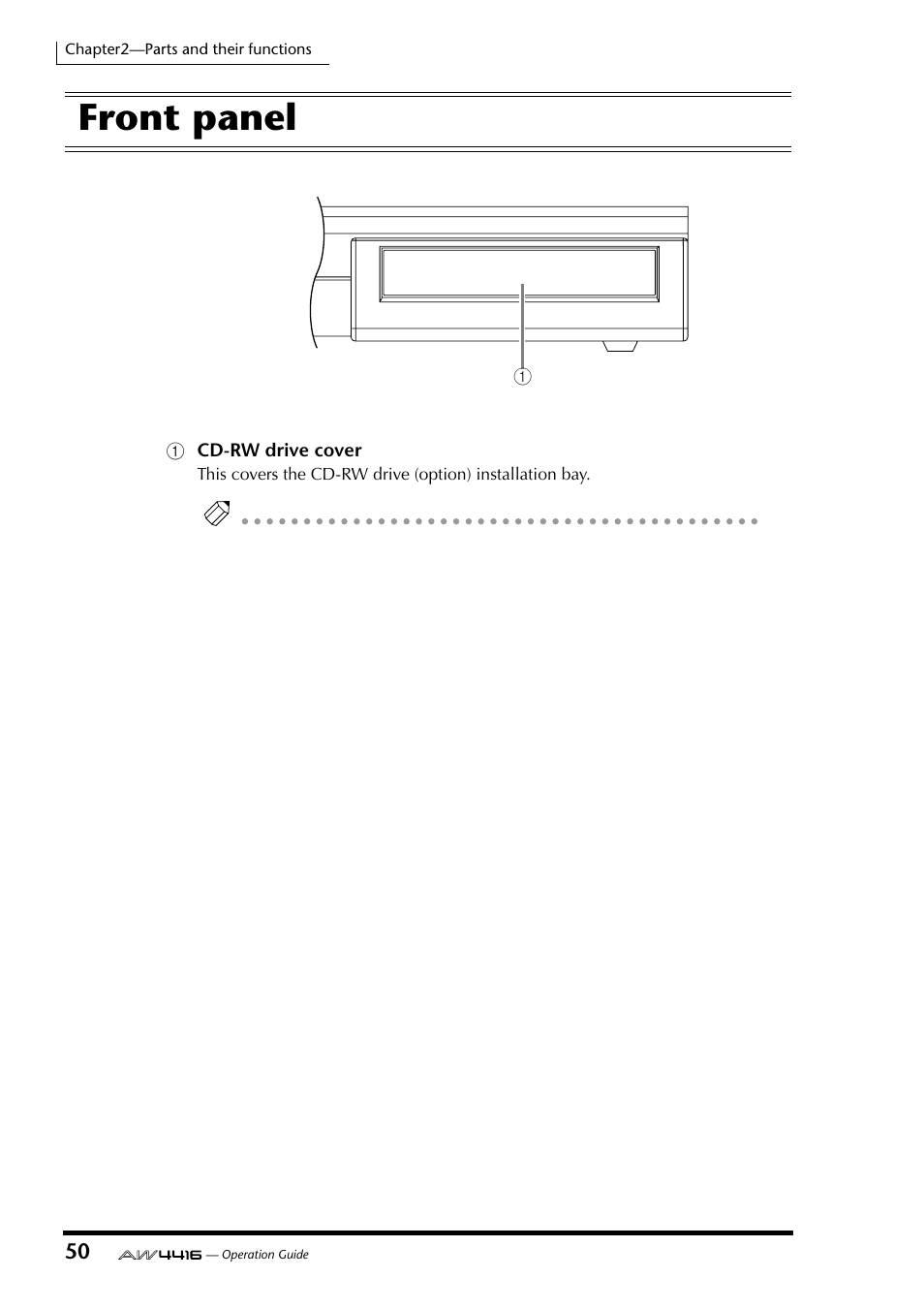 Front panel | Yamaha Professional Audio Workstation AW4416 User Manual | Page 65 / 507