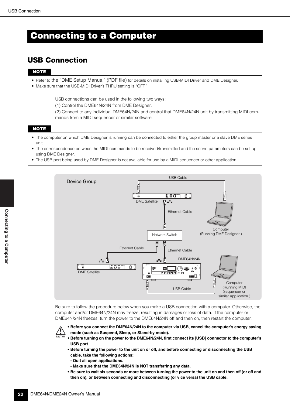 Connecting to a computer, Usb connection | Yamaha 1009MWTO-F0 User Manual | Page 22 / 80