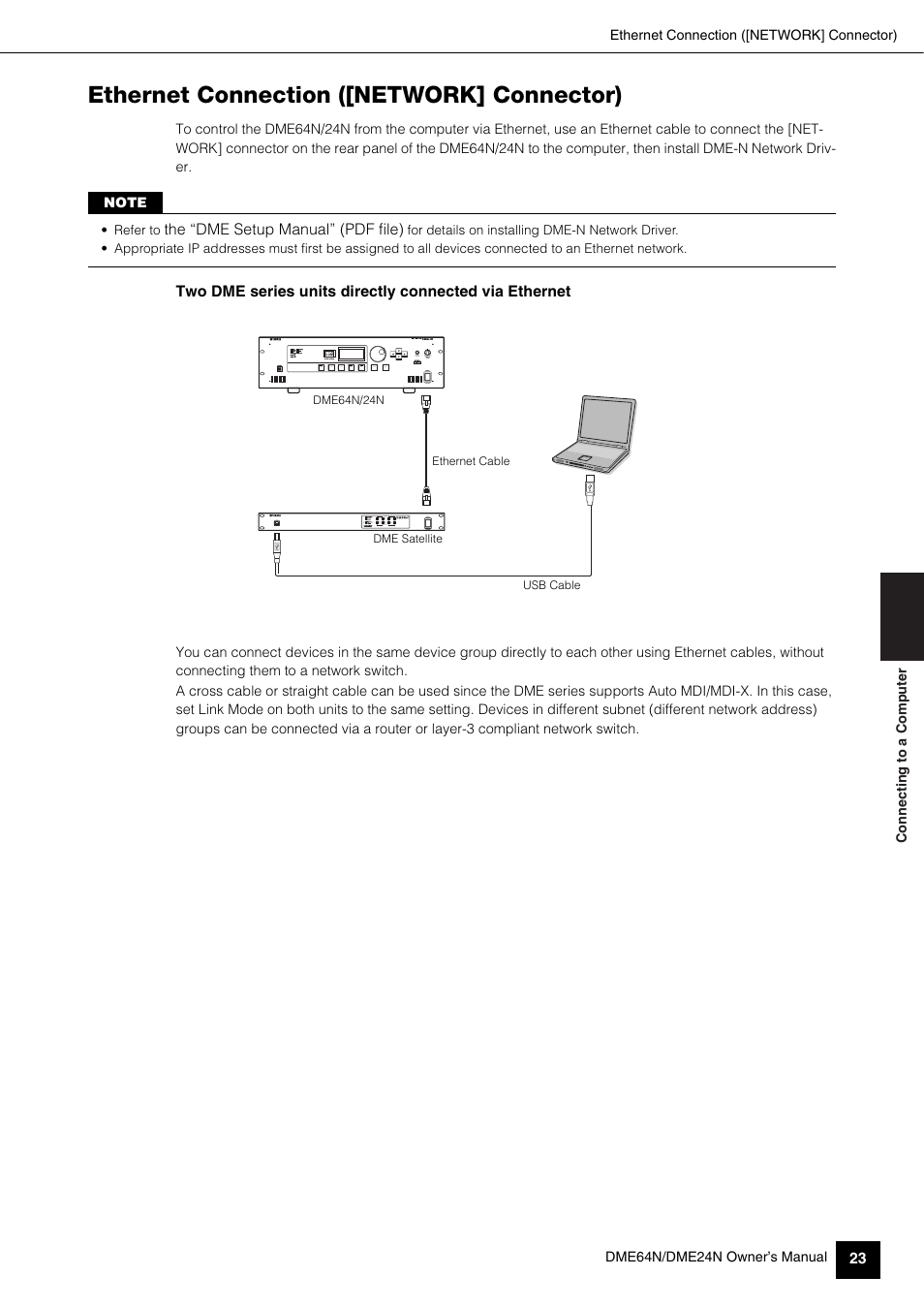 Ethernet connection ([network] connector), Ethernet connection ([network] connector) . 23 | Yamaha 1009MWTO-F0 User Manual | Page 23 / 80