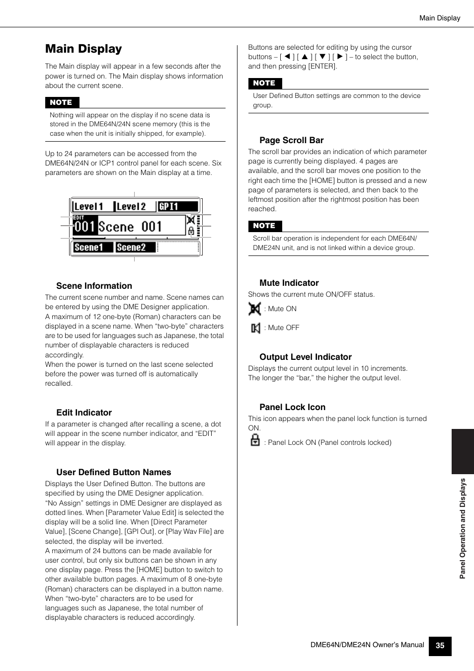 Main display | Yamaha 1009MWTO-F0 User Manual | Page 35 / 80