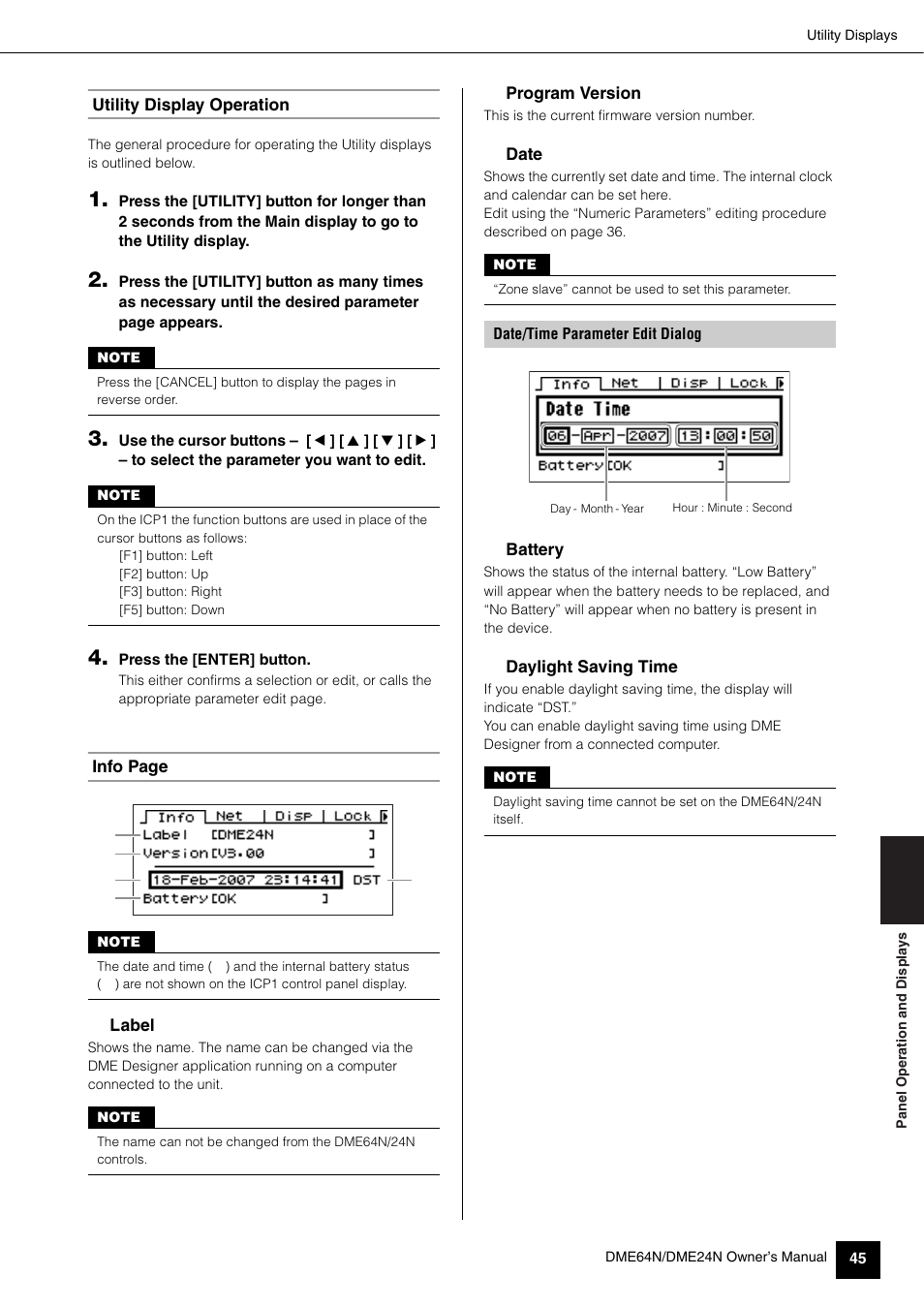 Utility display operation | Yamaha 1009MWTO-F0 User Manual | Page 45 / 80