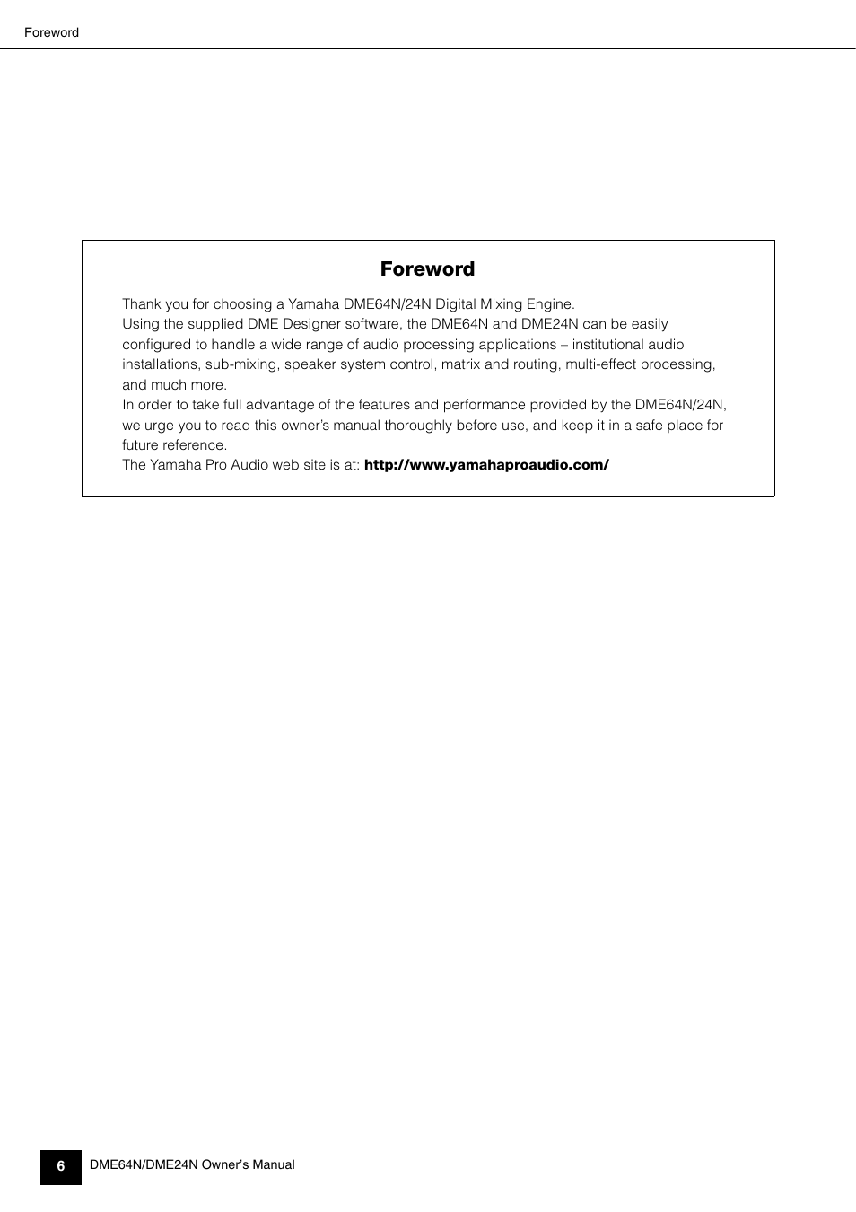 Foreword | Yamaha 1009MWTO-F0 User Manual | Page 6 / 80