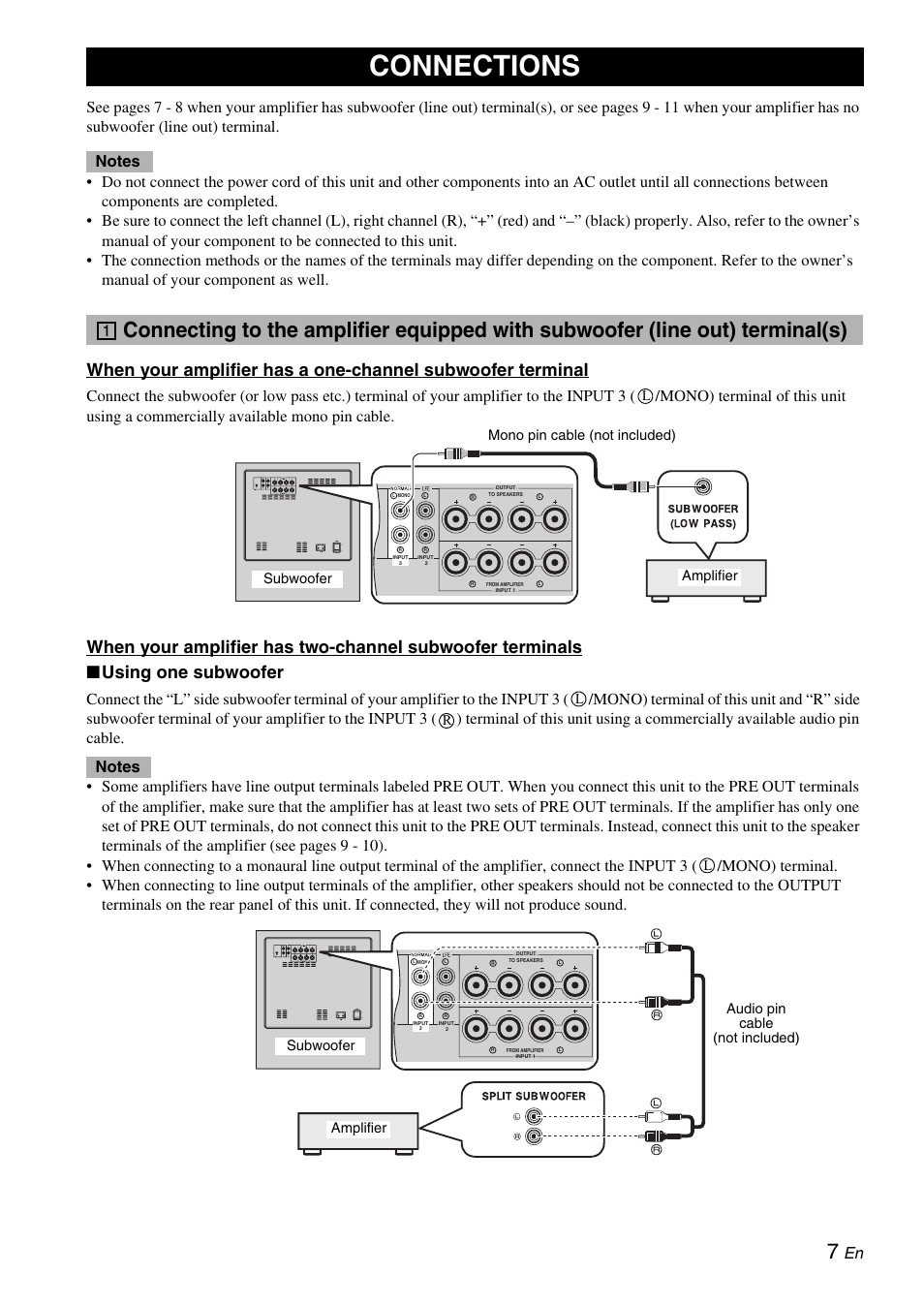 Connections | Yamaha 900SW User Manual | Page 11 / 24