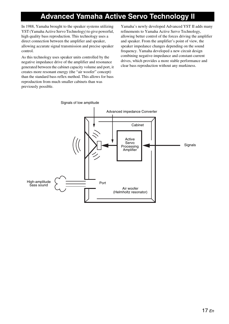 Advanced yamaha active servo technology ii | Yamaha 900SW User Manual | Page 21 / 24