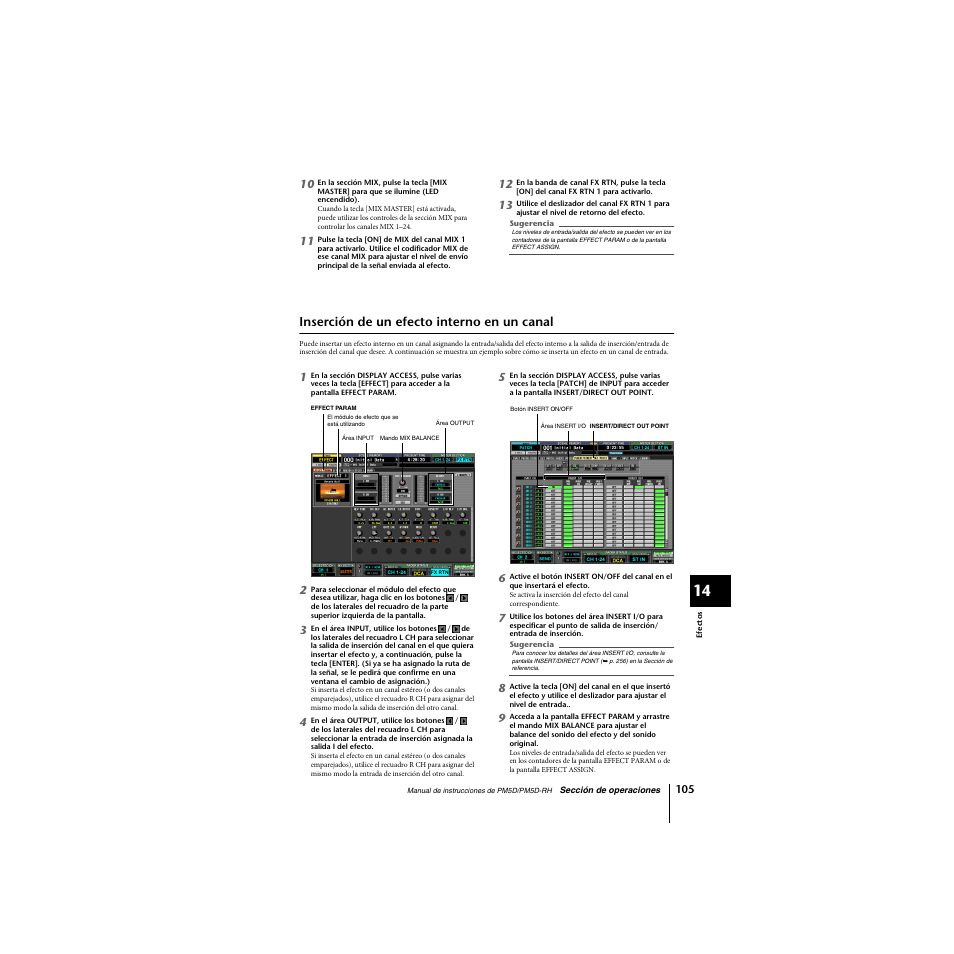 Inserción de un efecto interno en un canal | Yamaha PM5D-RHPM5D User Manual | Page 105 / 367