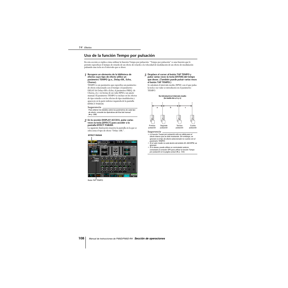 Uso de la función tempo por pulsación | Yamaha PM5D-RHPM5D User Manual | Page 108 / 367