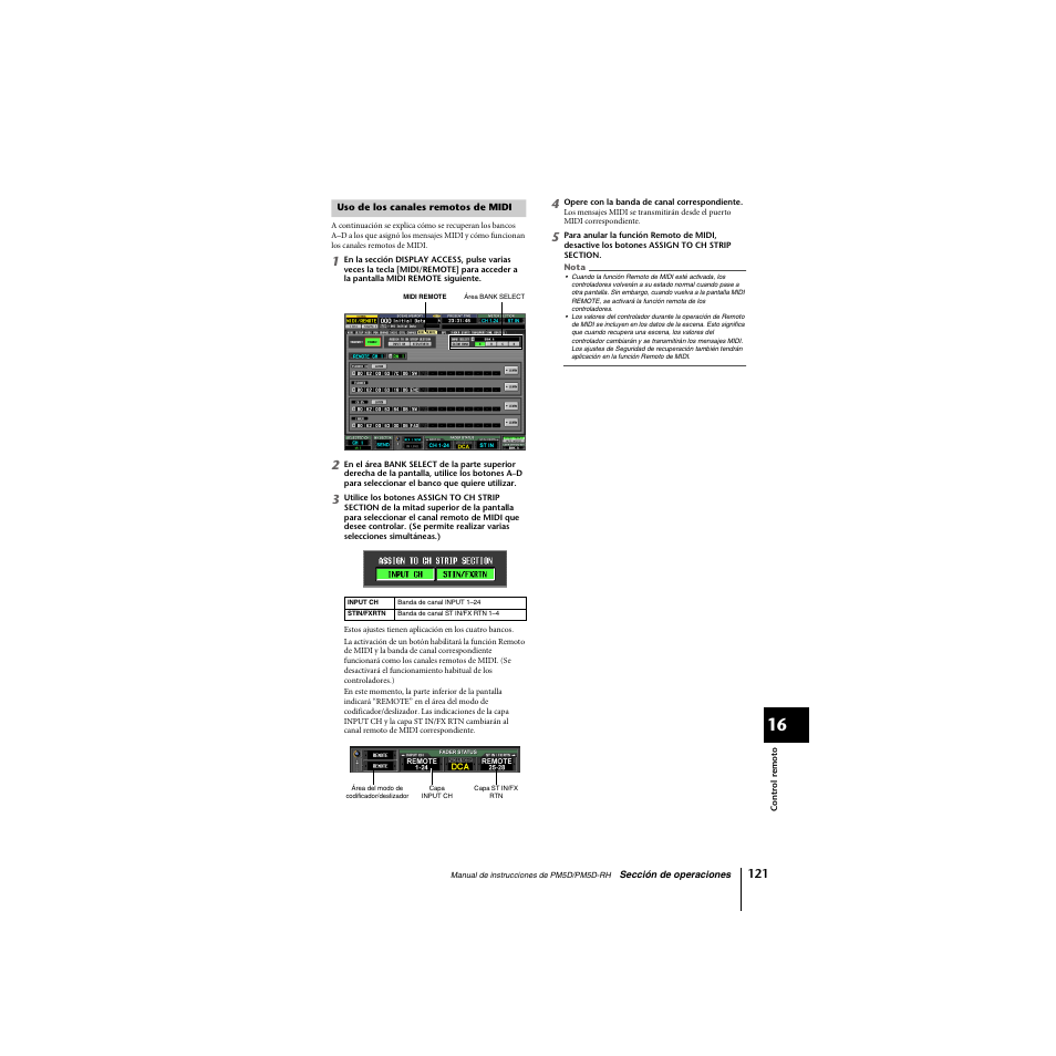 Uso de los canales remotos de midi | Yamaha PM5D-RHPM5D User Manual | Page 121 / 367