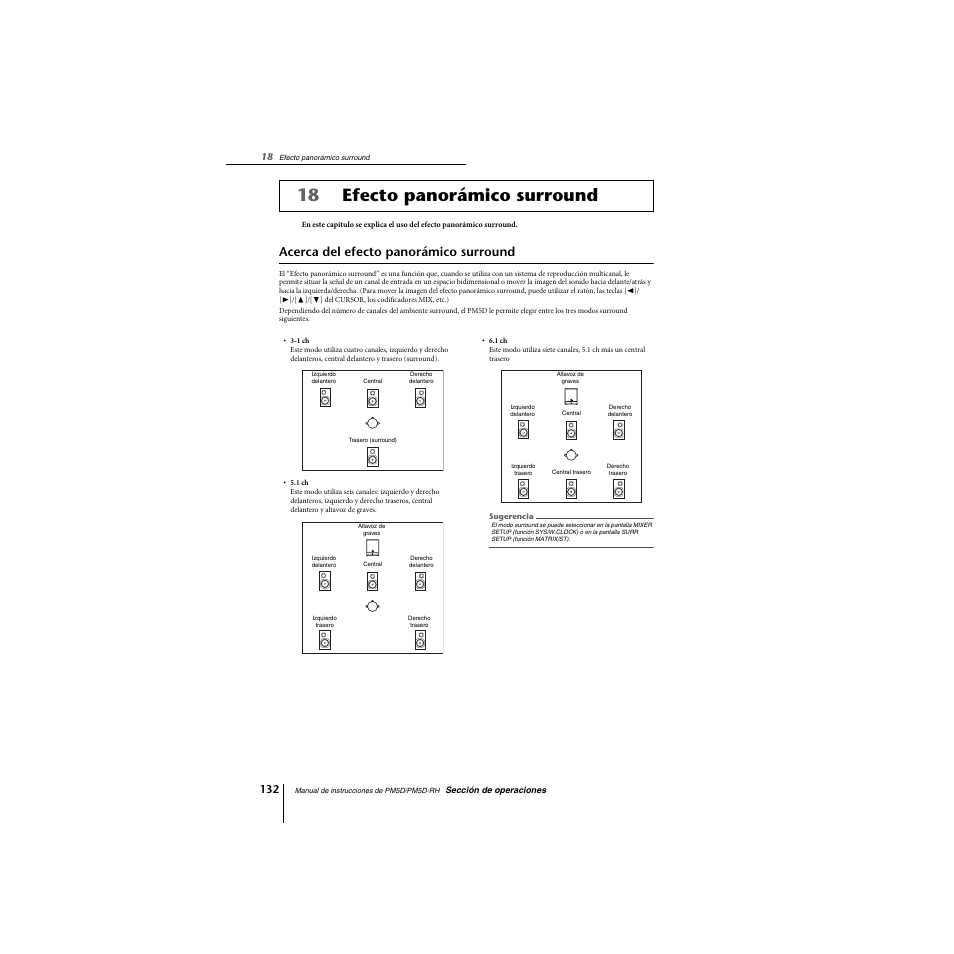 Efecto panorámico surround, Acerca del efecto panorámico surround, 18 efecto panorámico surround | Yamaha PM5D-RHPM5D User Manual | Page 132 / 367