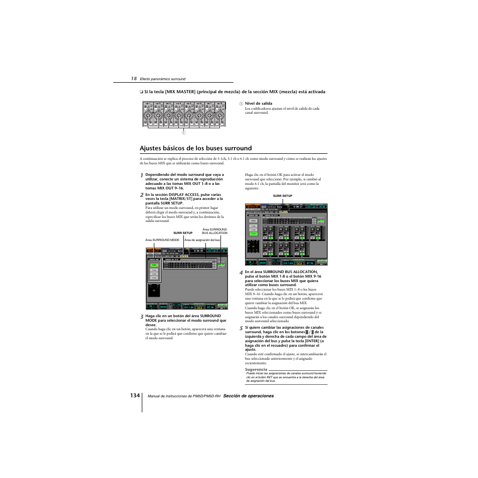 Ajustes básicos de los buses surround | Yamaha PM5D-RHPM5D User Manual | Page 134 / 367