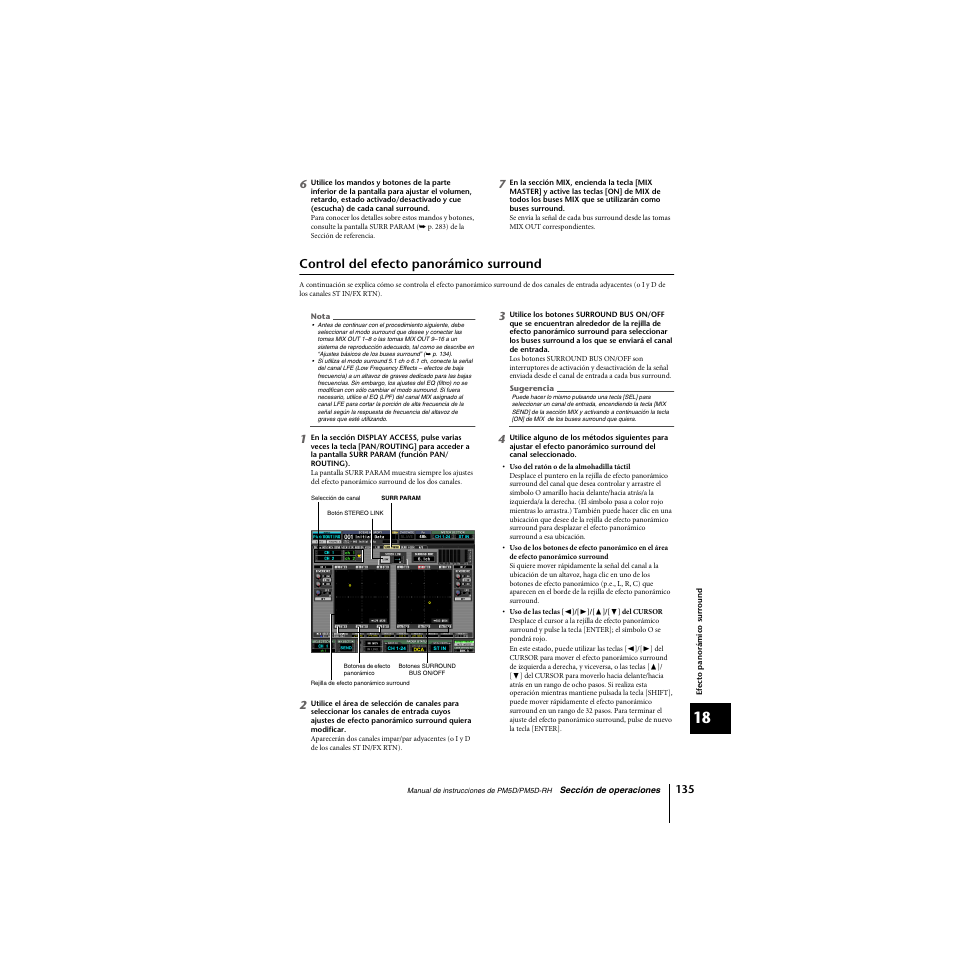 Control del efecto panorámico surround | Yamaha PM5D-RHPM5D User Manual | Page 135 / 367