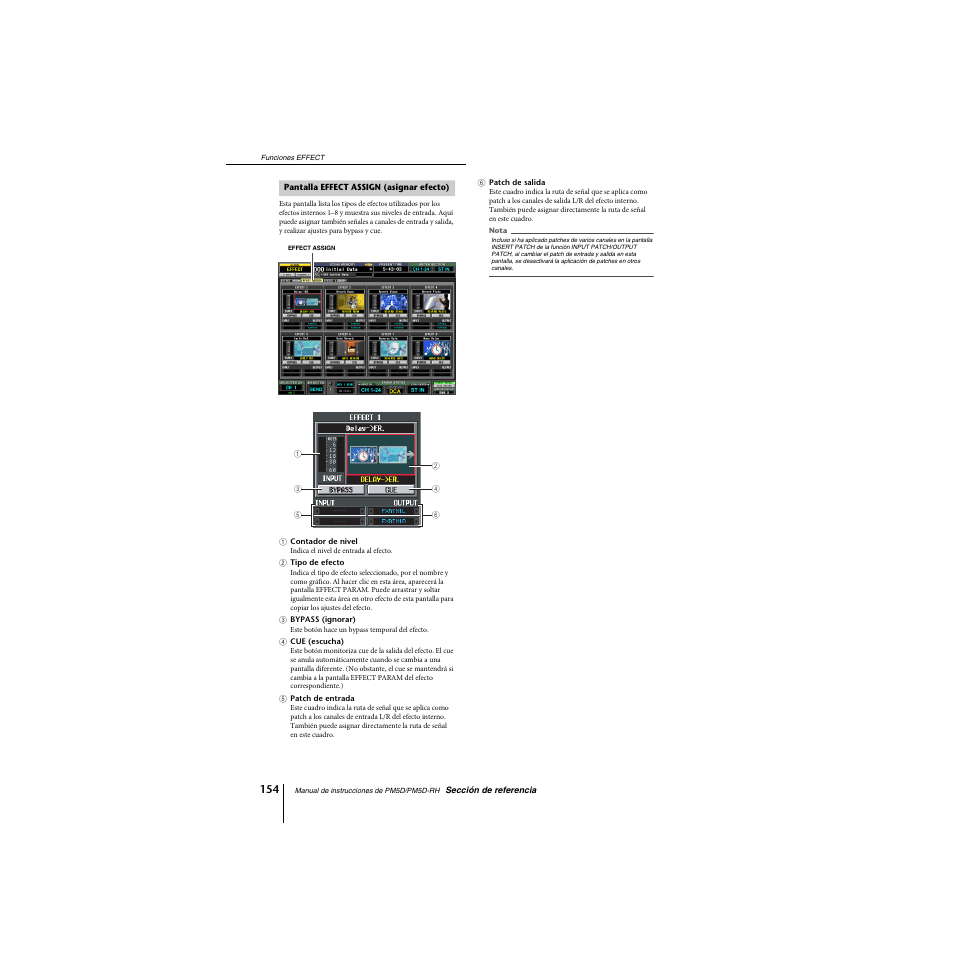 Pantalla effect assign (asignar efecto) | Yamaha PM5D-RHPM5D User Manual | Page 154 / 367