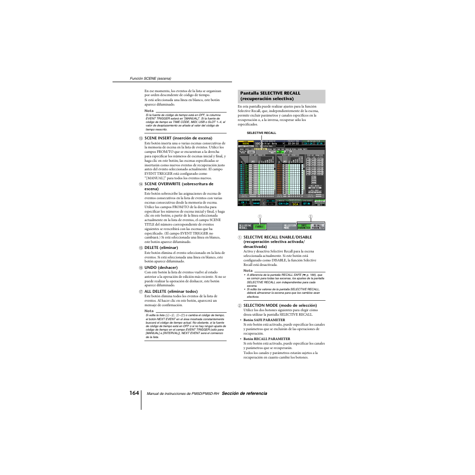Pantalla selective recall (recuperación selectiva) | Yamaha PM5D-RHPM5D User Manual | Page 164 / 367