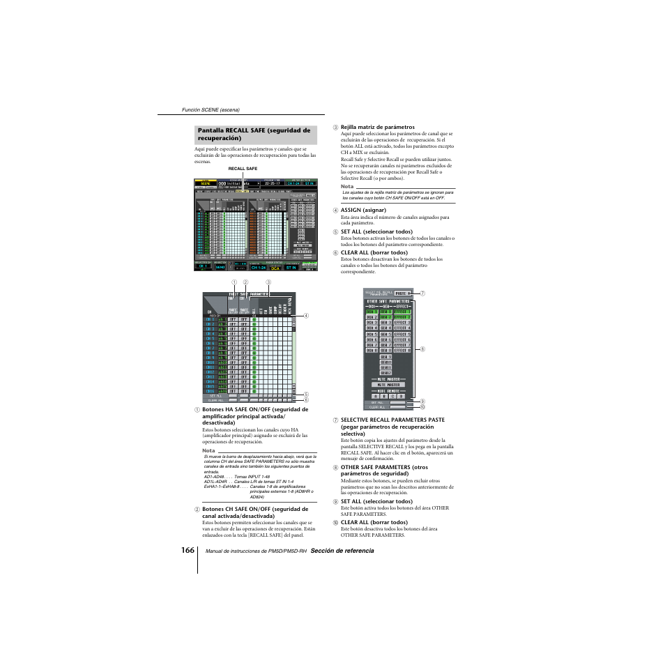 Pantalla recall safe (seguridad de recuperación) | Yamaha PM5D-RHPM5D User Manual | Page 166 / 367