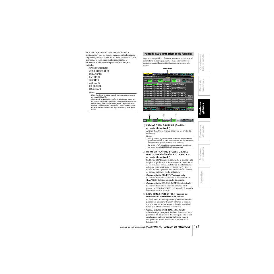 Pantalla fade time (tiempo de fundido) | Yamaha PM5D-RHPM5D User Manual | Page 167 / 367