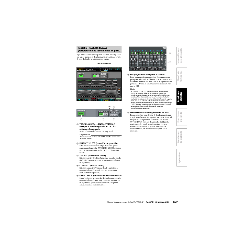 Pantalla tracking recall (recuperación, De seguimiento de pista) | Yamaha PM5D-RHPM5D User Manual | Page 169 / 367