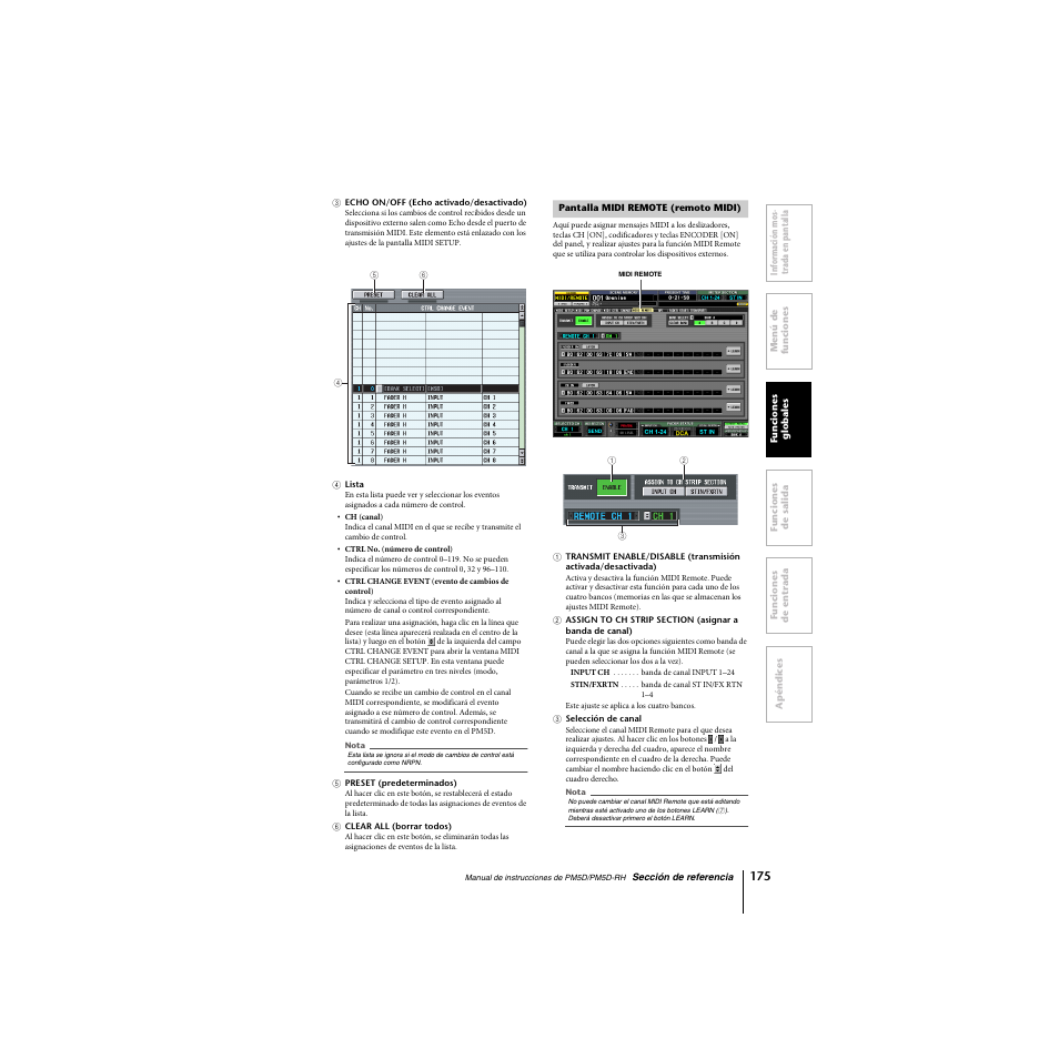 Pantalla midi remote (remoto midi) | Yamaha PM5D-RHPM5D User Manual | Page 175 / 367